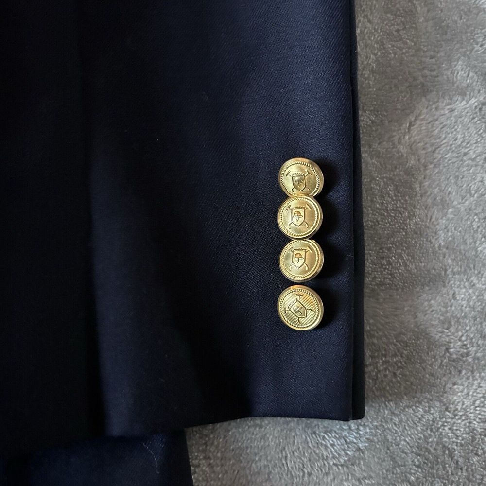 Lauren Ralph Lauren Blazer Men's 42L Gold Button Navy Sport Coat Wool Jacket - Picture 2 of 8